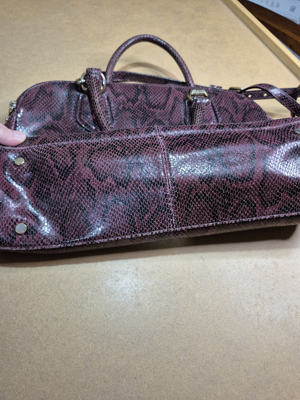 Cole Haan Raspberry Snake-Print Purse - Picture 10 of 13